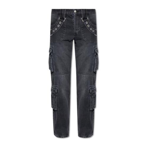 Binnenin een Dark Echo collectie cargo jeans Misbhv , Black , Heren