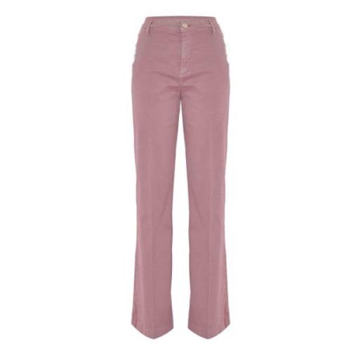 Rechte broek van stretchkatoen met decoratieve zijknopen Kocca , Pink ...