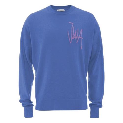 Blauwe Wollen Trui met JWA Logo JW Anderson , Blue , Heren