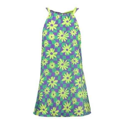 Gestreepte Crepe Korte Jurk F**k , Green , Dames