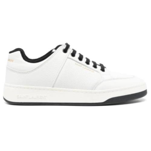 Zwart & Wit Leren Sneakers Saint Laurent , White , Dames