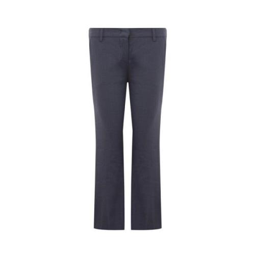 Blauwe Linnen Blend Chino Broek Lardini , Blue , Dames