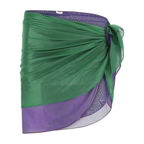Tweekleurige stretch nylon sarong rok Oseree , Green , Dames