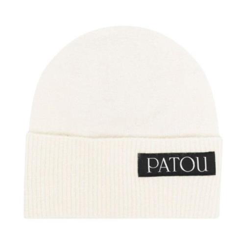 Witte Logo-Patch Gebreide Beanie Patou , White , Dames