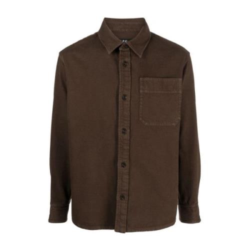 Overhemd met borstzak A.p.c. , Brown , Heren