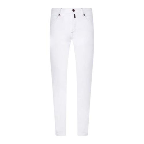 Witte Slim Fit Five Pocket Jeans in Kurabo Denim Kiton , White , Heren
