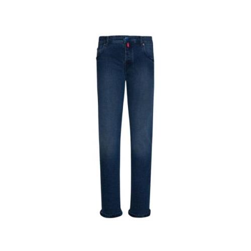 Donkerblauwe biologische katoenen jeans Kiton , Blue , Heren