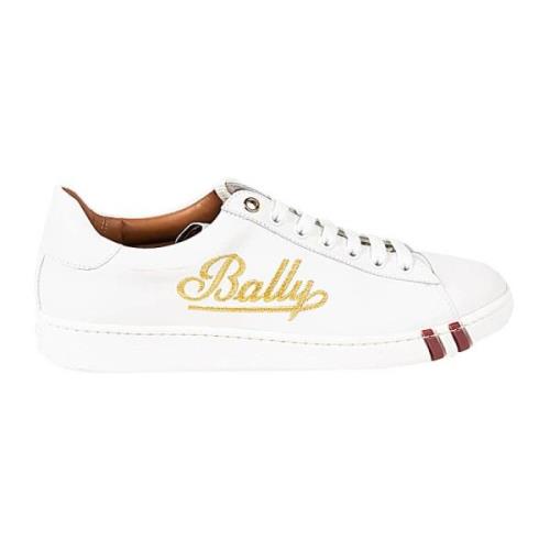 Branded Sneakers, Hoogwaardig leer, Ronde neus Bally , White , Dames