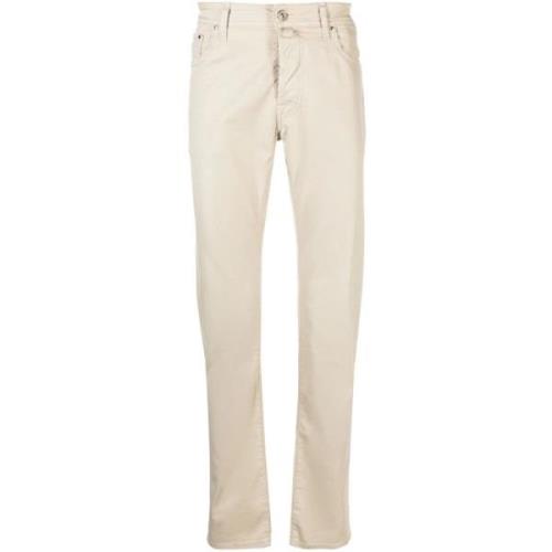 Slim-Fit Bard Gemengde Katoenen Broek Jacob Cohën , Beige , Heren