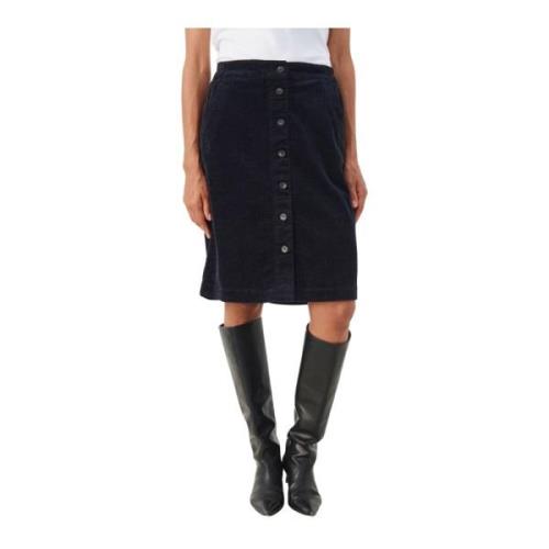 Donkerblauwe Geribbelde Midi Rok Part Two , Blue , Dames