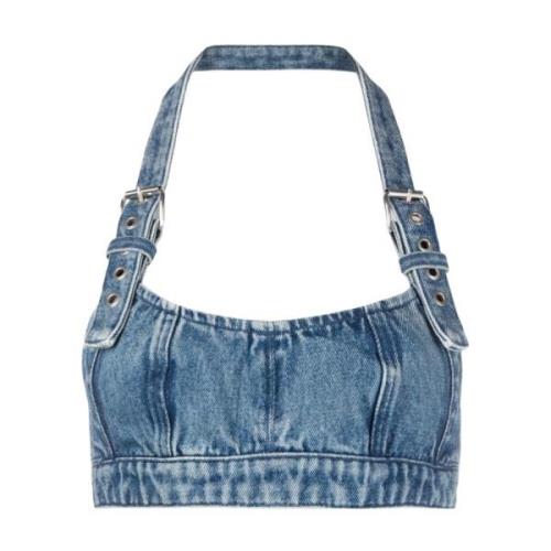 Blauwe Denim Gesp-Schouderband Ambush , Blue , Dames