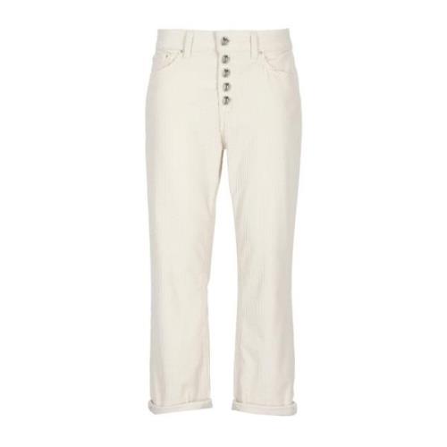 Stijlvolle witte corduroy broek voor vrouwen Dondup , White , Dames