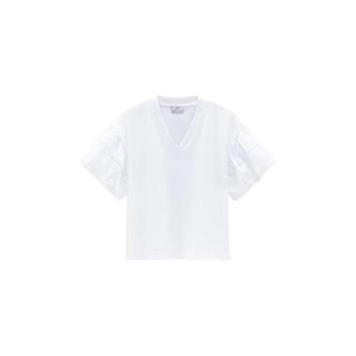 Witte T-shirt, Klassieke Stijl Woolrich , White , Dames