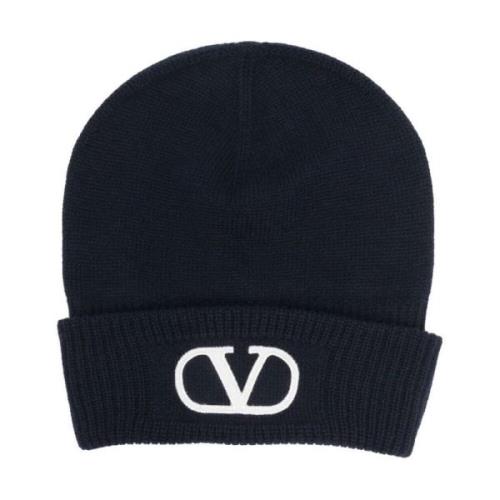 Beanie met logo patch Valentino Garavani , Blue , Dames