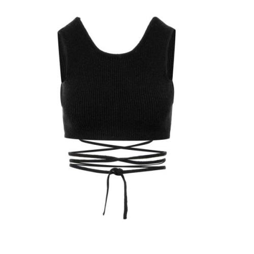 Gebreide Crop Top A Paper Kid , Black , Dames