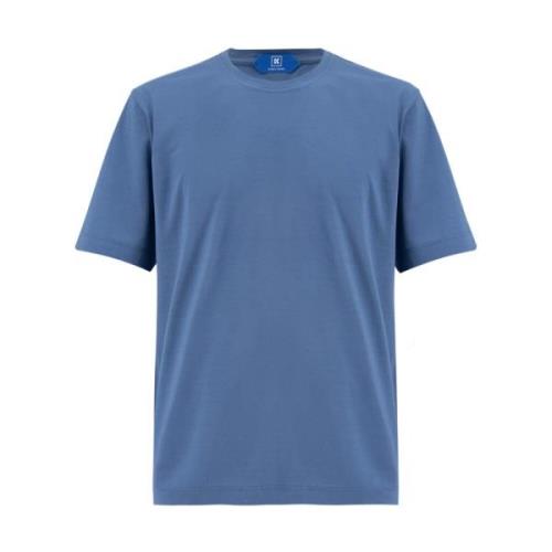 Katoenen Crew Neck T-shirt Kiton , Blue , Heren