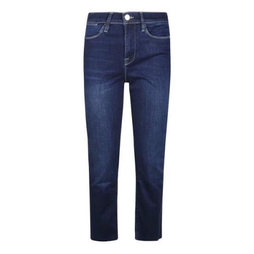 Le High Straight Jeans Frame , Blue , Dames
