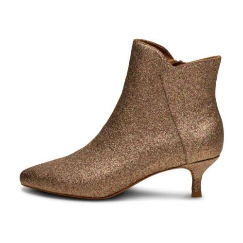 Glitter Leren Enkellaarsje - Elegante Rits Shoe the Bear , Brown , Dam...