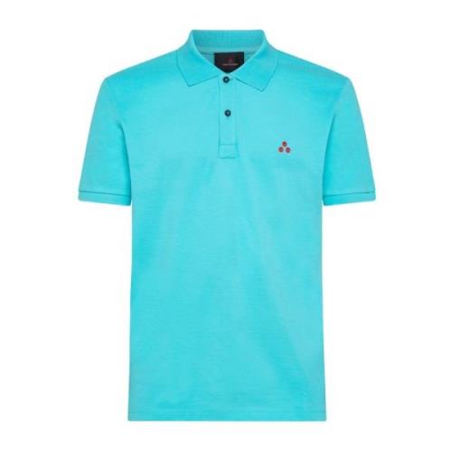 Glanzend Katoenen Piqué Polo Shirt Peuterey , Blue , Heren