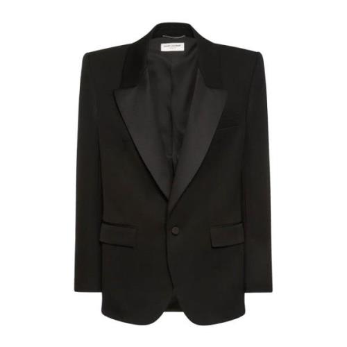 Wollen Tuxedo Blazer Saint Laurent , Black , Heren