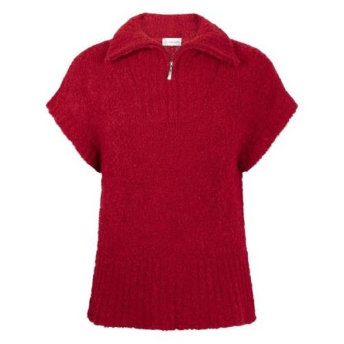 Rode Teddy Vest | Boucle Effect Design Jane Lushka , Red , Dames