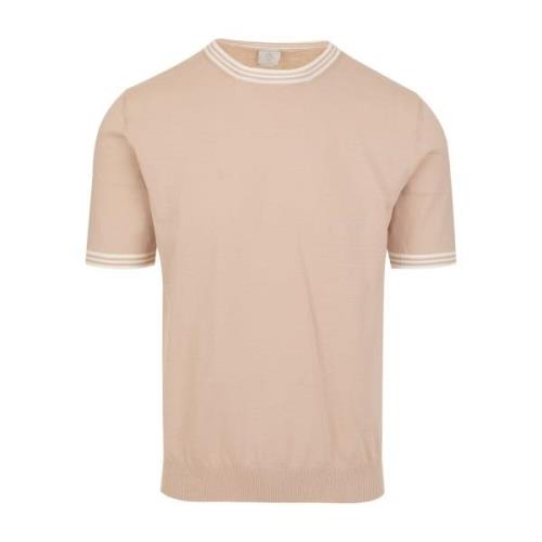 Casual Rib Knit T-Shirt Eleventy , Pink , Heren