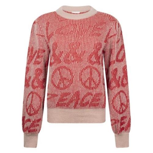 Love and Peace Pullover | Rood Melange Jane Lushka , Red , Dames