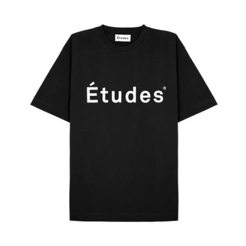 Zwarte Jersey Katoenen T-shirt met Korte Mouwen Études , Black , Heren