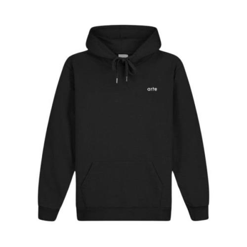 Minimalistische Zwarte Sweatshirt met Achterkant Pixel Logo Arte Antwe...