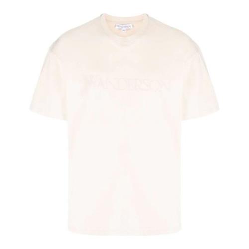 Katoenen T-shirt met reliëflogo JW Anderson , Beige , Heren