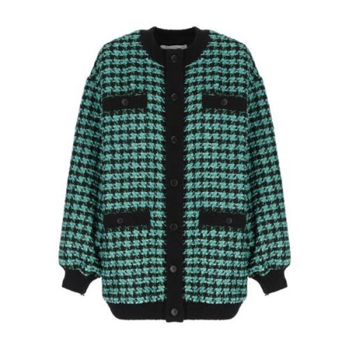 Groene Cardigan met Geometrisch Patroon Msgm , Green , Dames