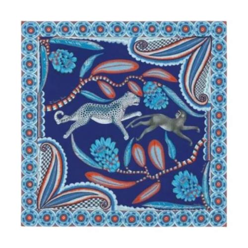 Pre-owned Silk scarves Hermès Vintage , Blue , Dames