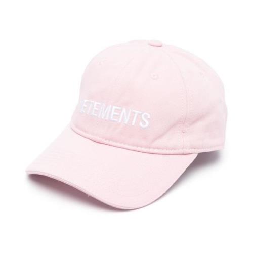 Roze Logo-Geborduurde Baseballpet Vetements , Pink , Heren