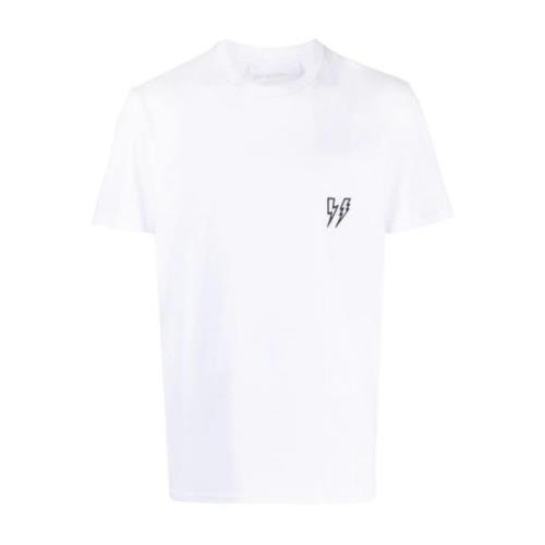 Geborduurd Thunderbolt Logo Crewneck T-Shirt Neil Barrett , White , He...