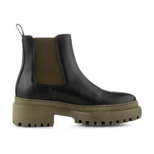 Chunky Chelsea Boot van leer Shoe the Bear , Black , Dames