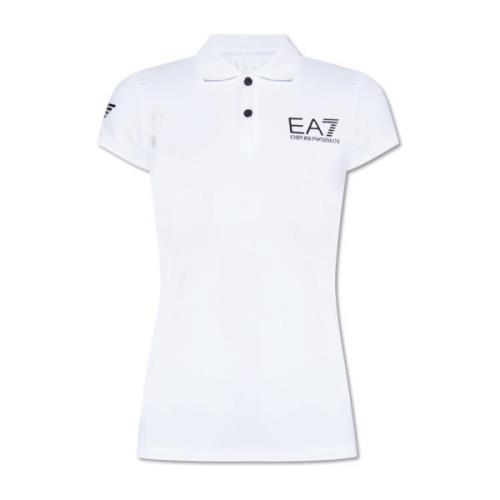 Polo shirt met logo Emporio Armani EA7 , White , Dames