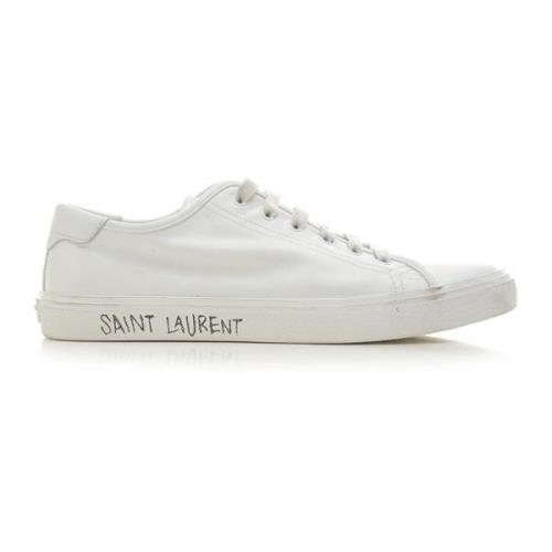 Canvas Logo Sneakers Saint Laurent , White , Heren