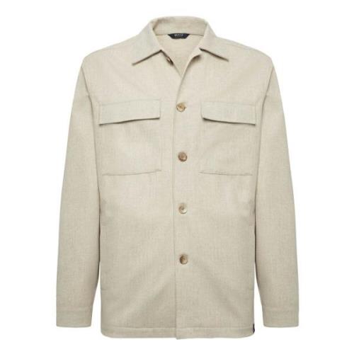 Link Overhemd Jas in Wol Jersey Boggi Milano , Beige , Heren