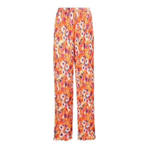Floral print wide trousers Msgm , Orange , Dames