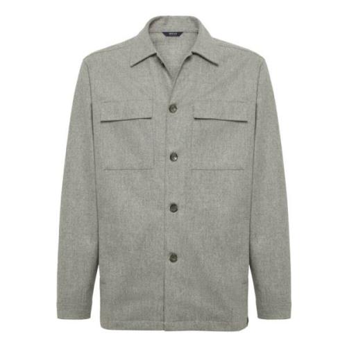 Link Overhemd Jas in Wol Jersey Boggi Milano , Gray , Heren