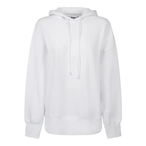 Felpa hoodie logo pellato Msgm , White , Dames