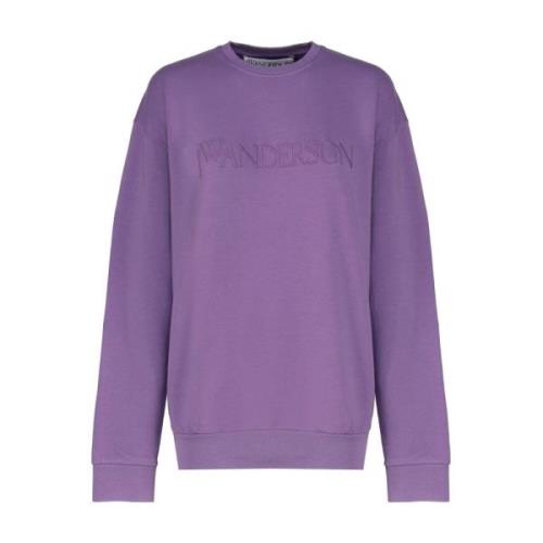 Paarse Katoenen Crew Neck Sweatshirt JW Anderson , Purple , Dames