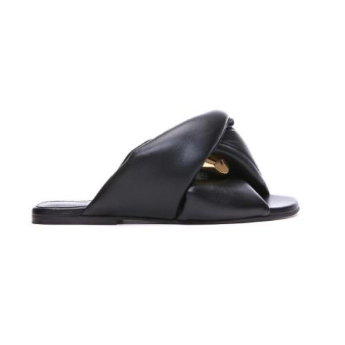 Zwarte platte sandalen met kettingdetail JW Anderson , Black , Dames