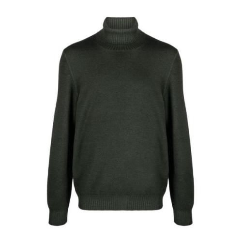 Geribbelde Wollen Rollneck Coltrui Barba , Green , Heren