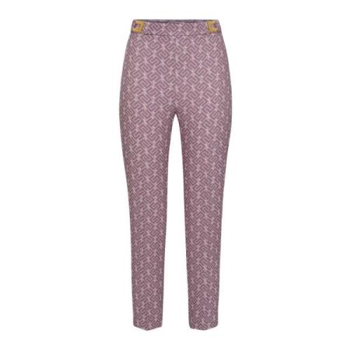 Hoge Taille Sigaretbroek met All-Over Logo Print Elisabetta Franchi , ...