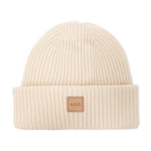 Beanie met logo patch A.p.c. , Beige , Unisex