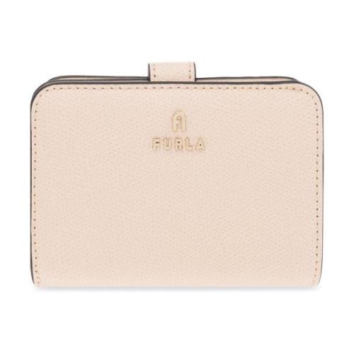 Leren portemonnee met logo Furla , Pink , Dames