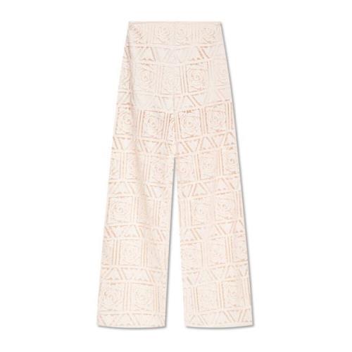 Wijde broek met opengewerkt patroon Cult Gaia , Beige , Dames