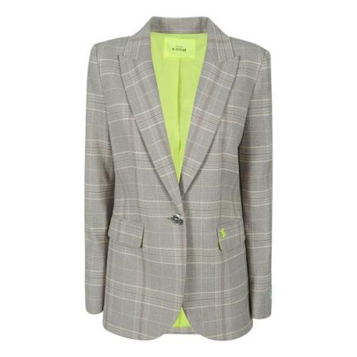 Geruite Blazer met Bloemenborduursel Twinset , Gray , Dames