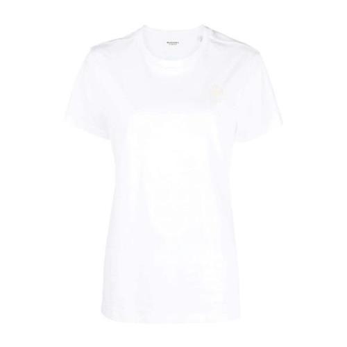 Wit T-shirt met geborduurd logo, biologisch katoen Isabel Marant Étoil...